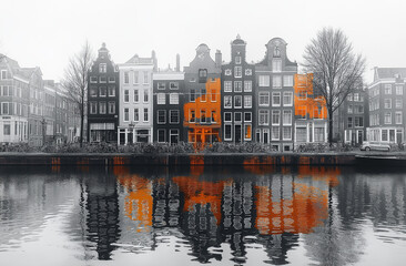 Pastel-colored buildings with iron balconies in Elv, Spain