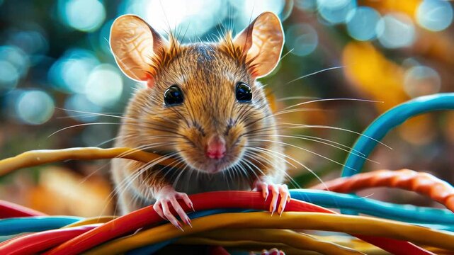 mouse eats wire selective focus
