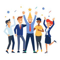 business team celebrating success isolated on transferring background 