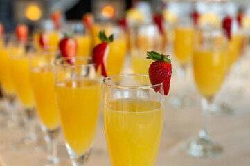 Champaign, mimosa with strawberry