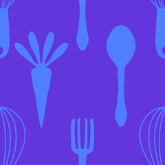 Kitchen utensils seamless fork and spoon pattern for wrapping paper and fabrics and clothes print