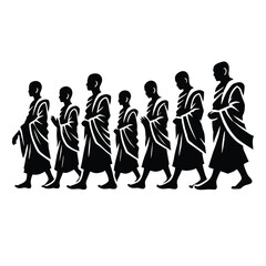 Monks Walking Silhouette