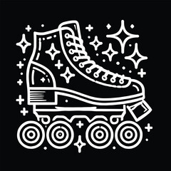 Fototapeta premium Neon Roller Skates Silhouette