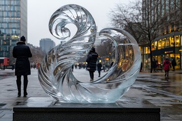 Ice sculpture in city street