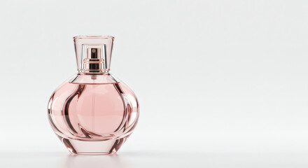 Elegant Pink Perfume Bottle on White Background  Aromatic Fragrance Image