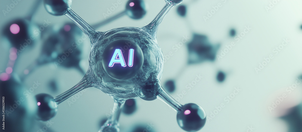 Poster artificial intelligence: a stylized 3d rendering showcases the intricate network of artificial intel