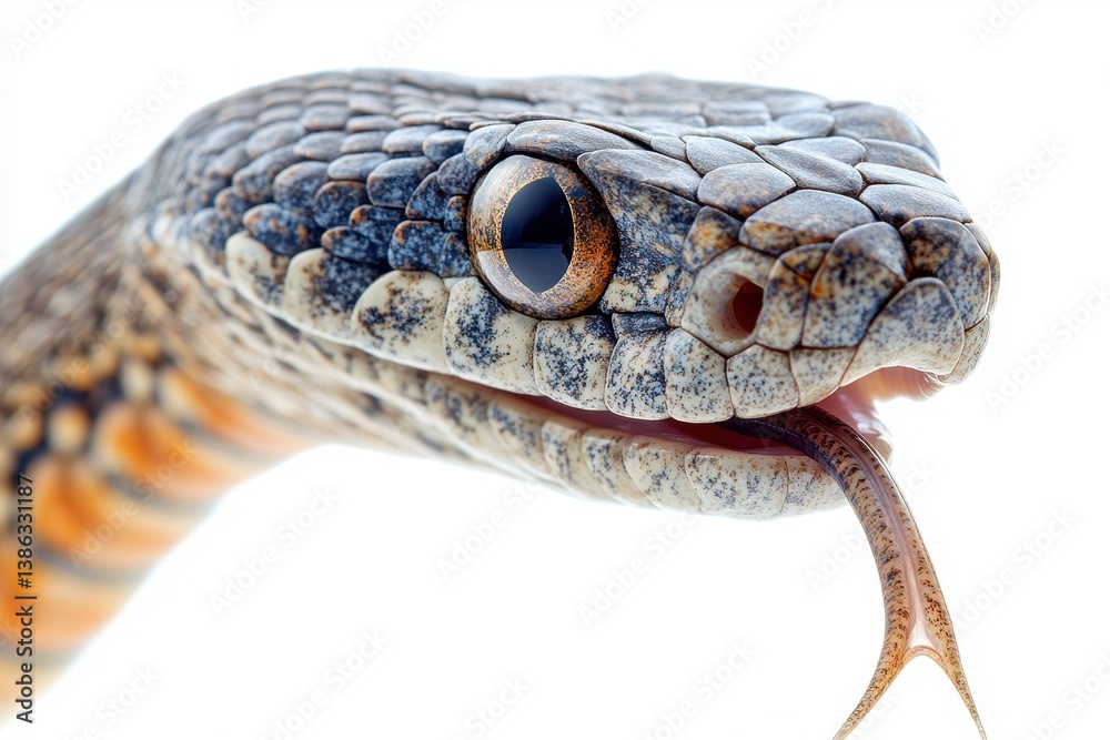 Poster colorful snake with striking blue scales and lively tongue in a close-up setting
