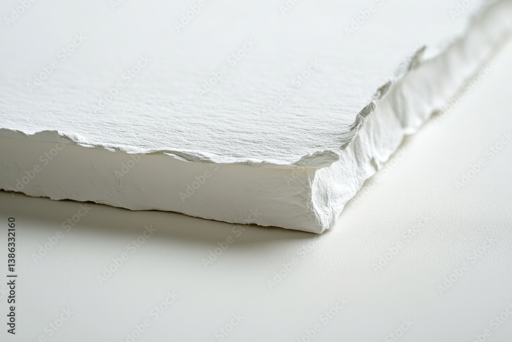 Poster stacked white sheets of paper illuminated by natural light streaming through window shadows in a ser
