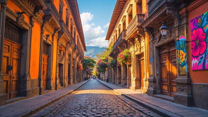 Obraz premium empty street of the beautiful city of Bogota Colombia