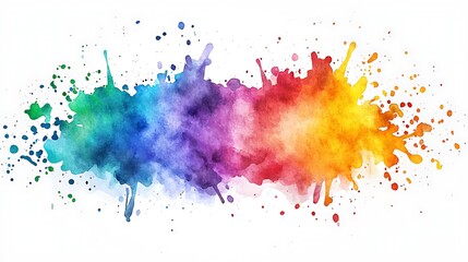 Fototapeta premium A vibrant watercolor paint splash in rainbow hues with a transparent cutout.