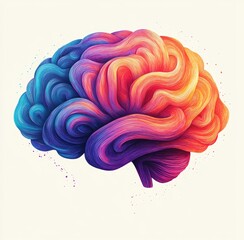 Colorful Abstract Brain Illustration: Vibrant Modern Art in Neuroscience and Creativity