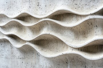 Intricate textured concrete wall design showcasing waves of modern architecture in an urban setting during daylight