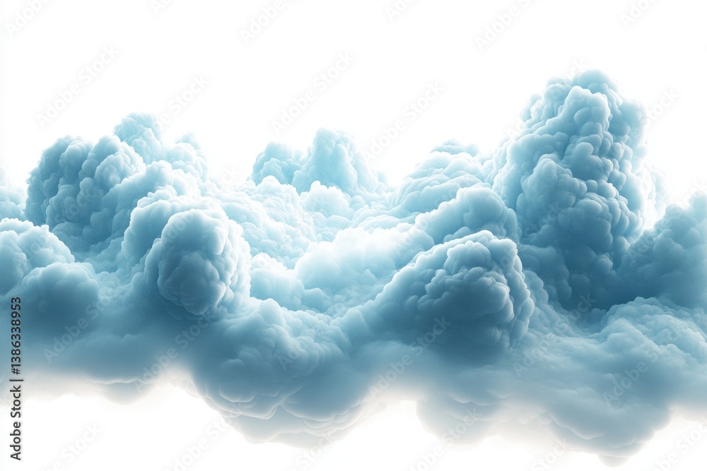 Aufkleber fluffy white clouds softly scattered across a bright blue sky during midday creating a serene and tr