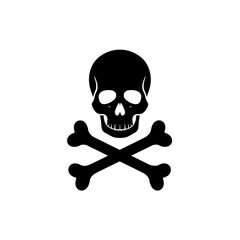 Skull and Crossbones: A stark black illustration of a skull and crossbones, a universally recognized symbol of danger and warning, standing out boldly.