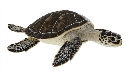Obraz premium Sea Turtle Illustration: Exploring Marine Life and Conservation Through 3D Design in Coastal Ecosystems
