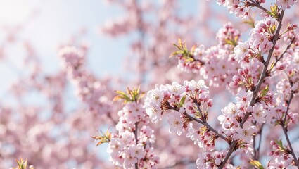 Obraz premium Experience the enchanting beauty of spring with a delicate cherry blossom branch in full bloom radiating soft pink hues and ethereal elegance