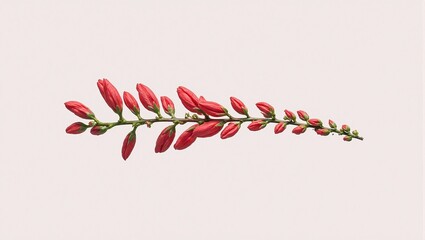Vibrant red hibiscus buds on a fresh branch promising a burst of beauty set against a soft backdrop