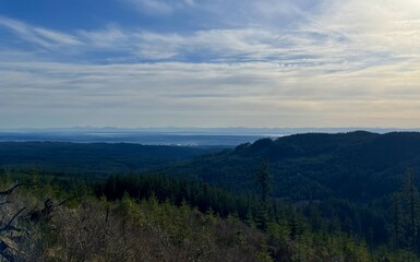 Naklejka premium Seattle harbor viewed from Green Mountain, Washington