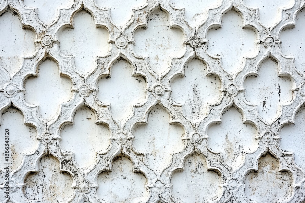 Poster Concrete wall with textured hexagonal design showcasing modern architecture in urban setting during daylight