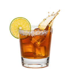 Iced Cocktail with Lime and Salted Rim Splashing.