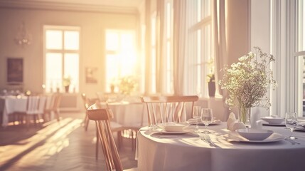 Elegant Dining Room with Natural Light and Subtle Decor Elements