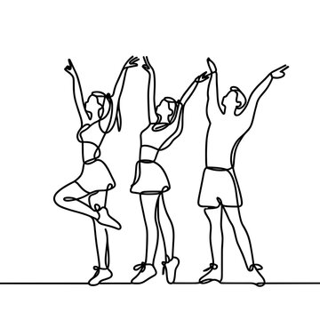 line art dancers raising arms clip art preview