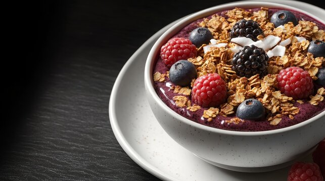 Healthy Breakfast Bowl with Berries and Granola - Delicious and Nutritious Acai Yogurt Recipe 
