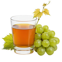 Fresh Grape Juice with Green Grapes and Vine Leaf.