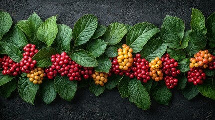 Autumnal Berries and Leaves: A Vibrant Harvest Display
