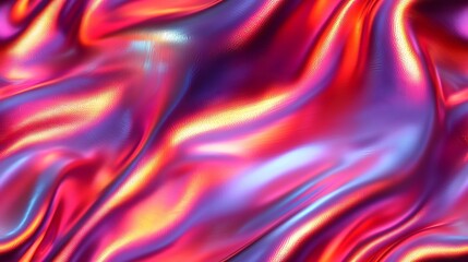 Fototapeta premium Ultra-smooth holographic silk with iridescent sheen, fluid reflections, and prismatic highlights on a futuristic abstract surface