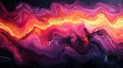 Vibrant fluid acrylic swirls with metallic reflections, dynamic brushstrokes, and deep textures, high-contrast lighting, ultra-detailed