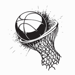 Basketball Swishing Through Net Image vector isolated on white background. © Istianah