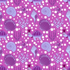 Ocean summer animals seamless turtles pattern for wrapping paper and fabrics and linens and kids clothes