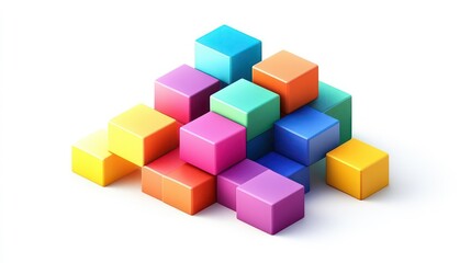 Obraz premium Colorful 3D blocks pyramid. Abstract composition. Potential use for education, design inspiration