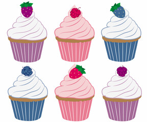 cupcakes of various colors