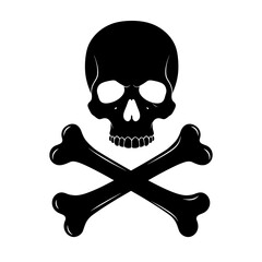 Skull and Crossbones Silhouette: A stark black skull and crossbones, a timeless symbol of danger and warning, rendered in a clean, impactful silhouette.