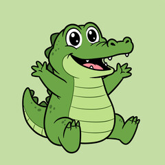 Fototapeta premium Joyful Gator: A delightful illustration of a cartoon alligator with a cheerful demeanor, embodying a sense of fun and friendliness.