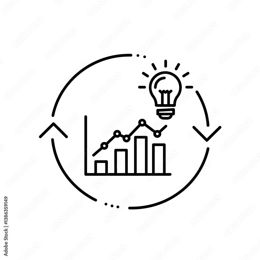 Poster data analysis with innovation: an insightful graphic of a bar graph with a line graph indicating gro