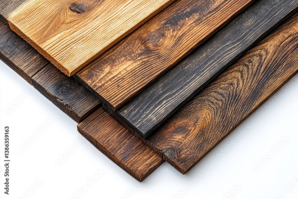 Aufkleber collection of rustic wooden planks with rich texture displayed in natural light, highlighting the un