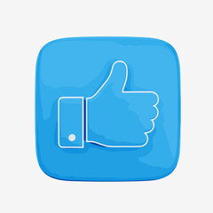 Thumbs Up Icon: A striking blue thumbs-up icon is presented in a photorealistic style. Evoking the digital language of affirmation.