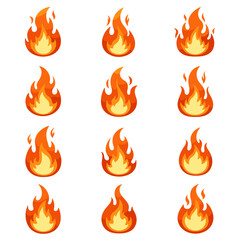 Fiery Flames: A captivating display of isolated flames, each dancing with its unique, vibrant energy.