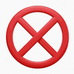 Prohibition Symbol: The universal symbol of "No," rendered in striking red, stands out, clearly communicating restriction, warning, or negation.