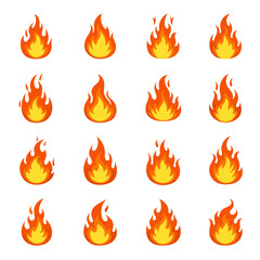 Flame Elements Set: A dynamic collection of fiery flames in varied shapes, igniting imagination, ideal for design and illustration. 