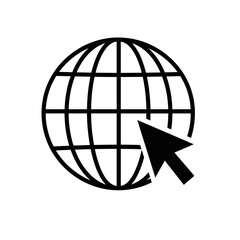 Global Connectivity: A graphic representation of a globe with an arrow cursor, symbolizing the interconnectedness of the world and digital navigation.