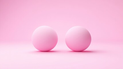 Fototapeta premium Pink Spheres on Pink Background Minimalist Style High-Quality Render Centered Composition Smooth Texture Simple Placement Pastel Pink backdrop Brand Promotion