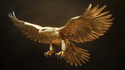Obraz premium Three-Dimensional Illustration of a Majestic Gold Eagle with Striking Features