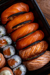 salmon sushi on a plate