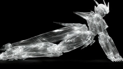 Naklejka premium Crystalline Mech: A Digital Sculpture in Motion