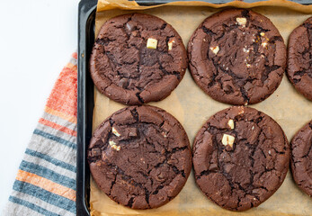 American sweet dessert soft dark and white chocolate cookies