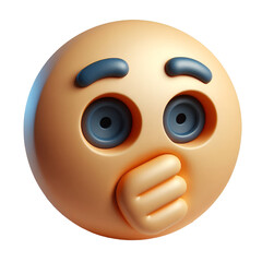 Hushed or surprised face three-dimensional emoji isolated on white background